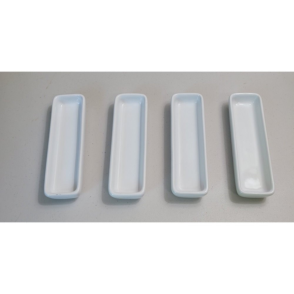 Pampered Chef Simple Additions White Ceramic Rectangular Appetizer Plates Set 4 - Picture 7 of 7
